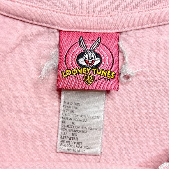 Vintage Y2K Looney Tunes Tweety Bird Embroidered Sleepwear T-Shirt Pink Cartoon - Picture 4 of 9